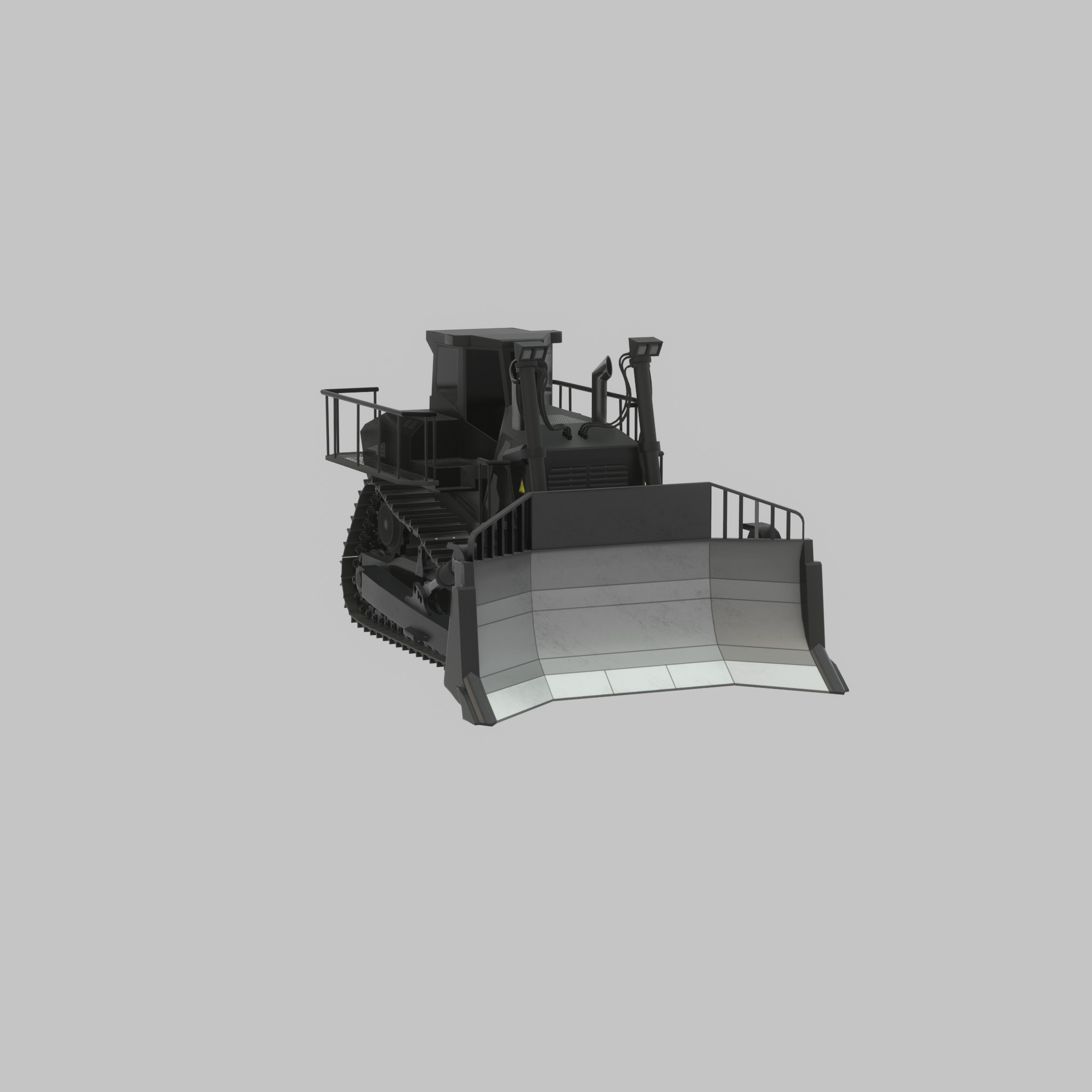Hydraulic bulldozer tracked construction site vehicle black Low-poly 3D model_44