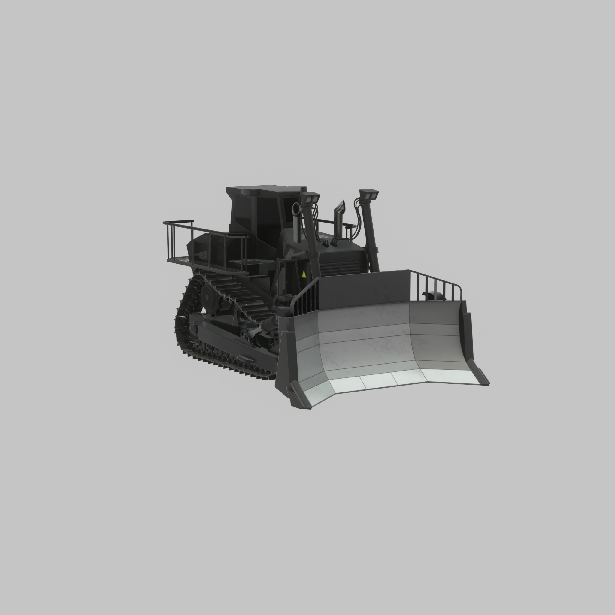 Hydraulic bulldozer tracked construction site vehicle black Low-poly 3D model_33