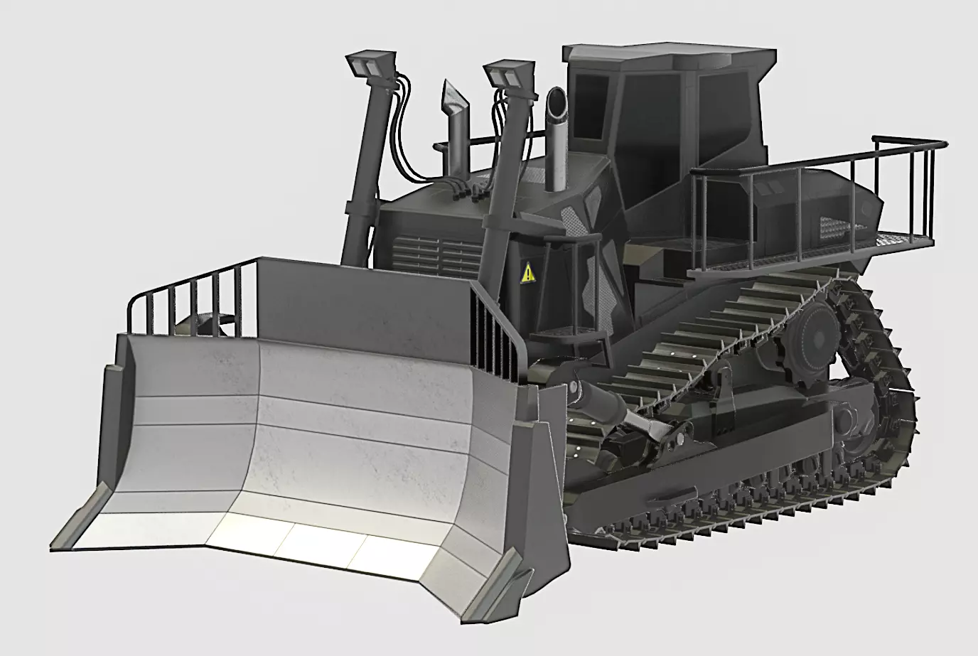 Hydraulic bulldozer tracked construction site vehicle black Low-poly 3D model_0