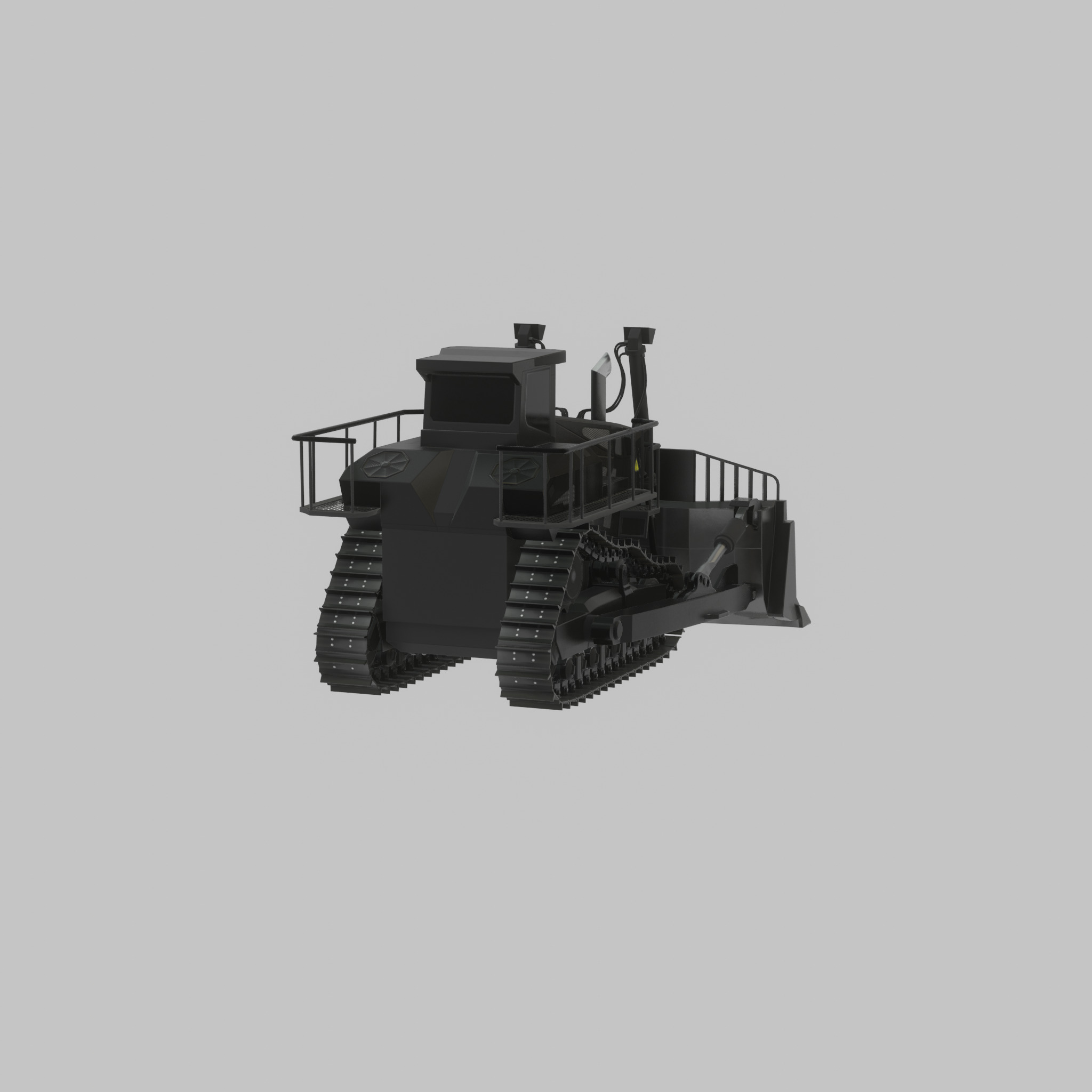 Hydraulic bulldozer tracked construction site vehicle black Low-poly 3D model_42