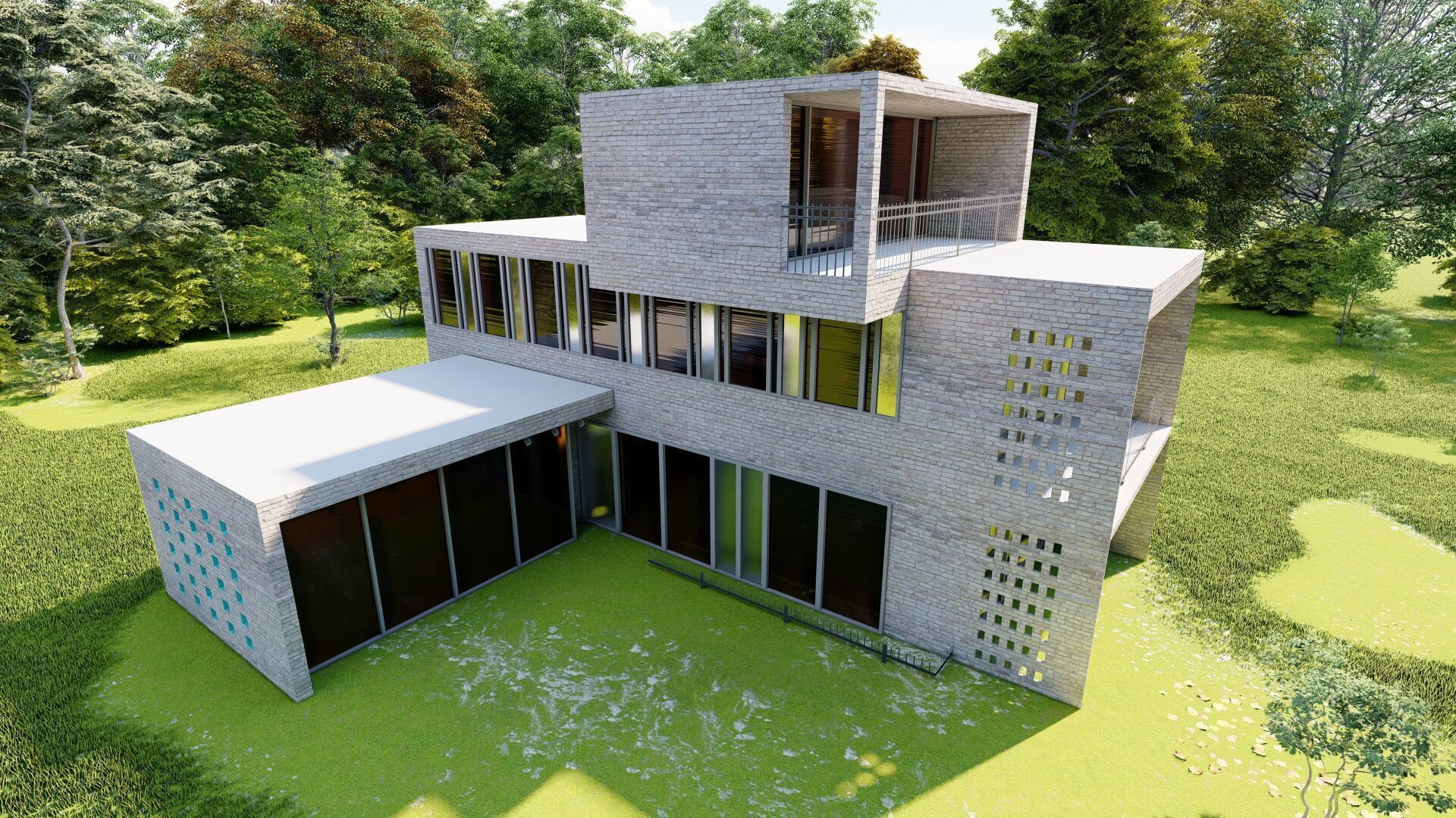 Forest villa-Casa Scene-Modern Villa 3D model_17