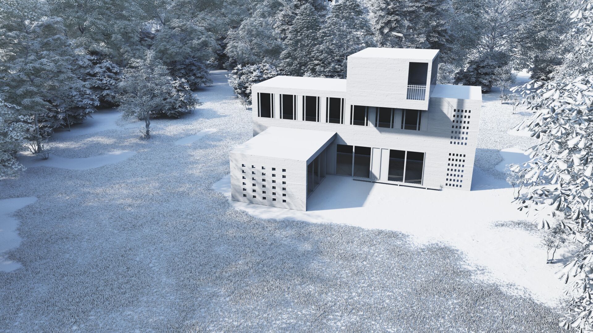 Forest villa-Casa Scene-Modern Villa 3D model_7