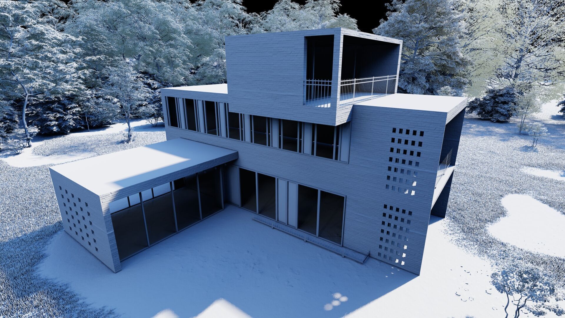Forest villa-Casa Scene-Modern Villa 3D model_11