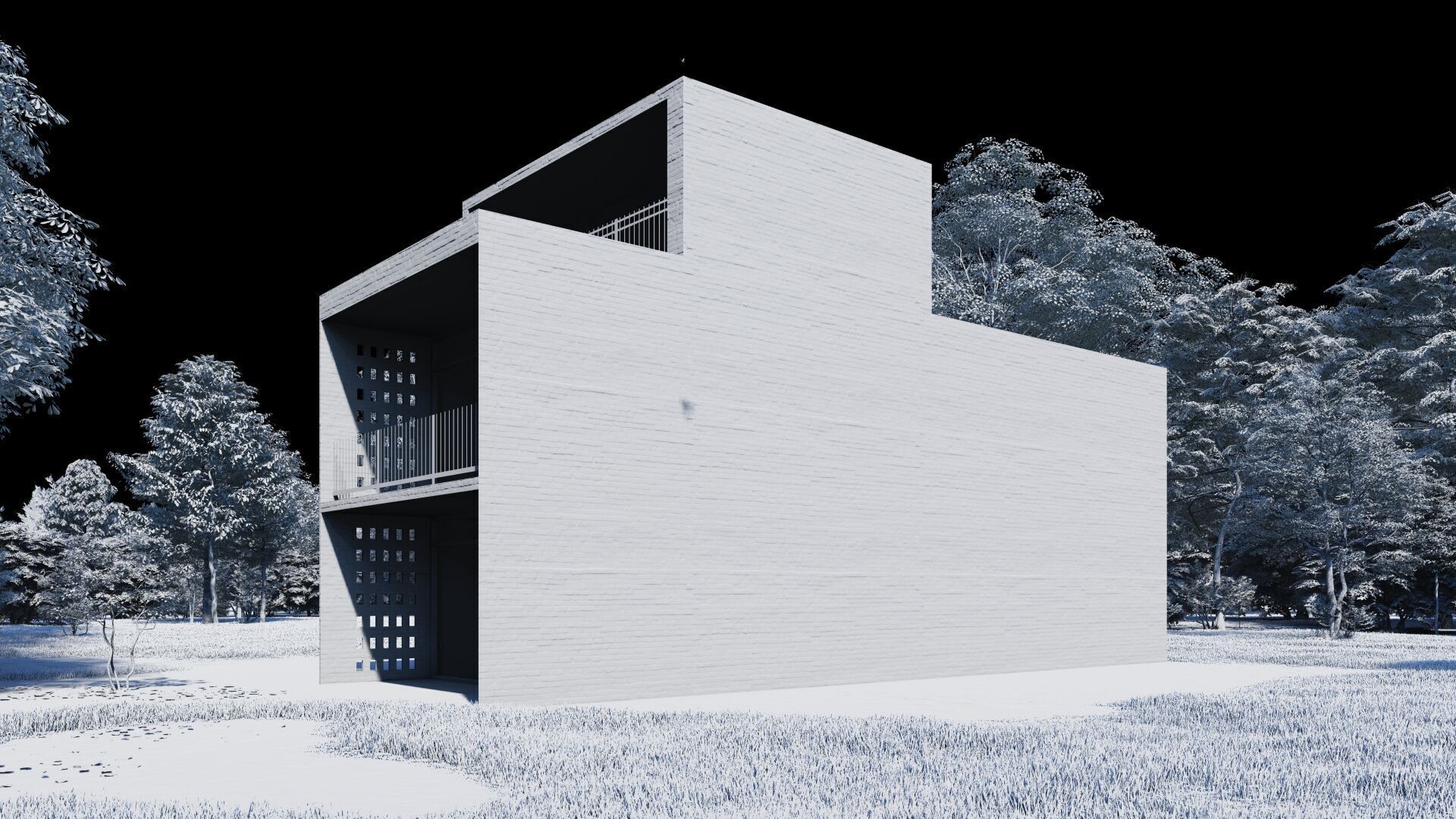 Forest villa-Casa Scene-Modern Villa 3D model_9