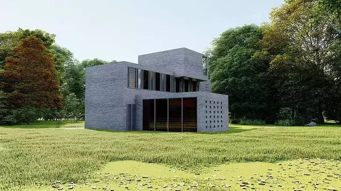 Forest villa-Casa Scene-Modern Villa 3D model 5