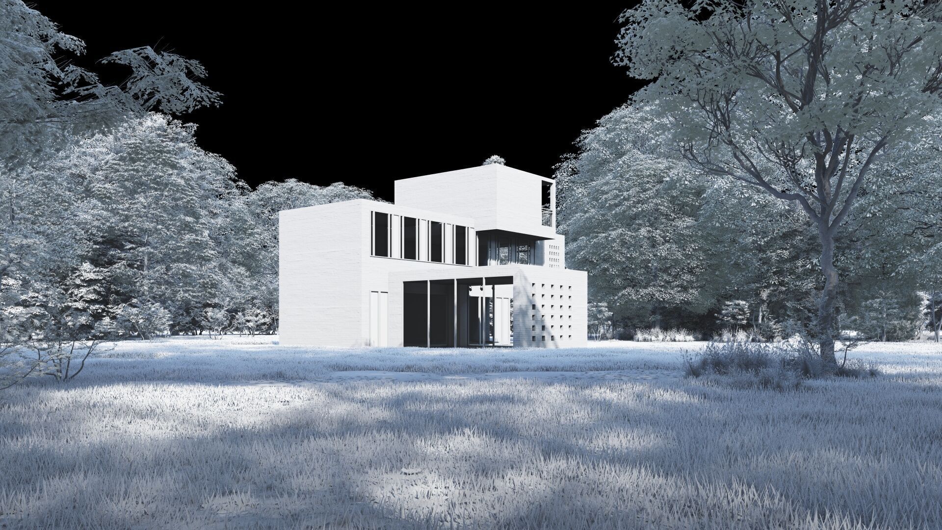 Forest villa-Casa Scene-Modern Villa 3D model_19