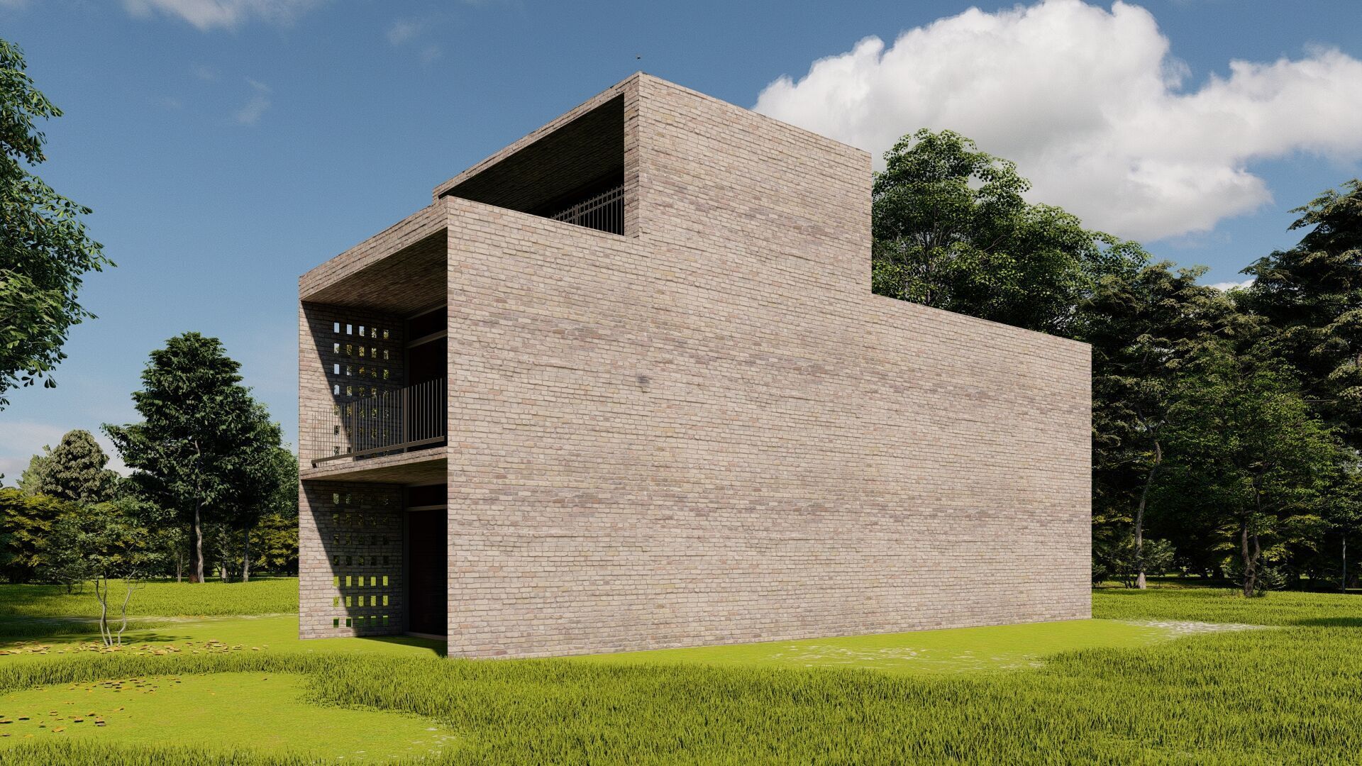 Forest villa-Casa Scene-Modern Villa 3D model_20