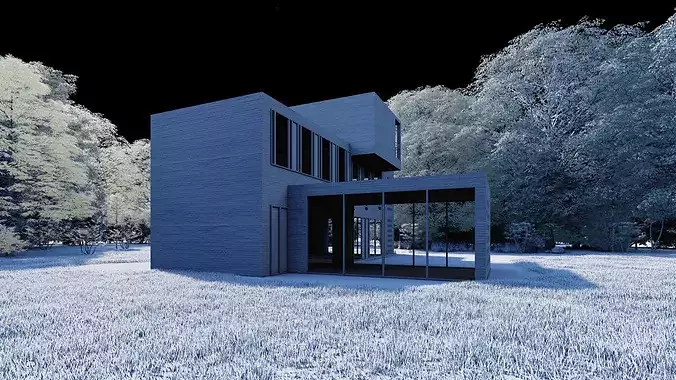 Forest villa-Casa Scene-Modern Villa 3D model 7