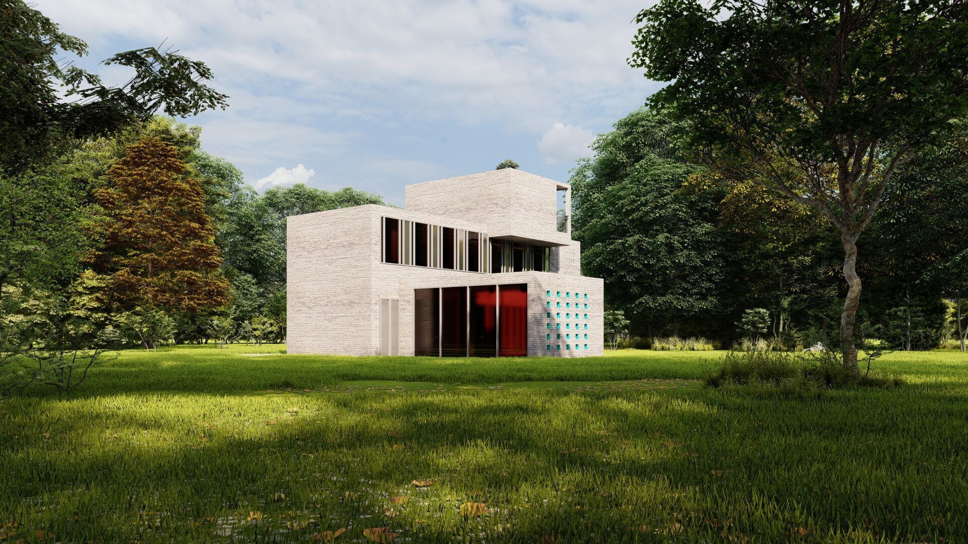 Forest villa-Casa Scene-Modern Villa 3D model_18