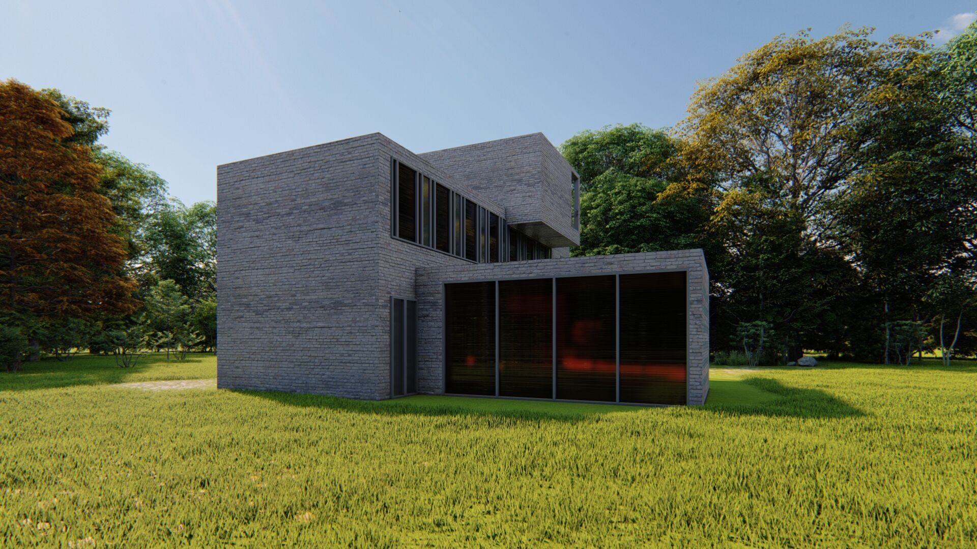 Forest villa-Casa Scene-Modern Villa 3D model_5