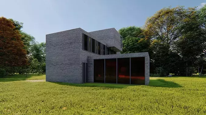 Forest villa-Casa Scene-Modern Villa 3D model 6