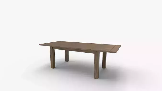 Egremt Driftwood Extendable Solid Wood Dining Table 3D model 4