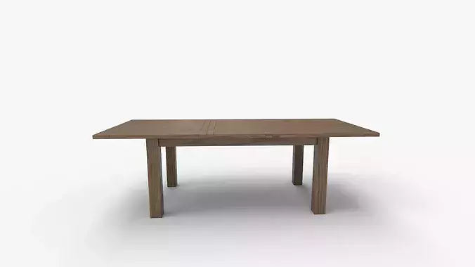 Egremt Driftwood Extendable Solid Wood Dining Table 3D model 6