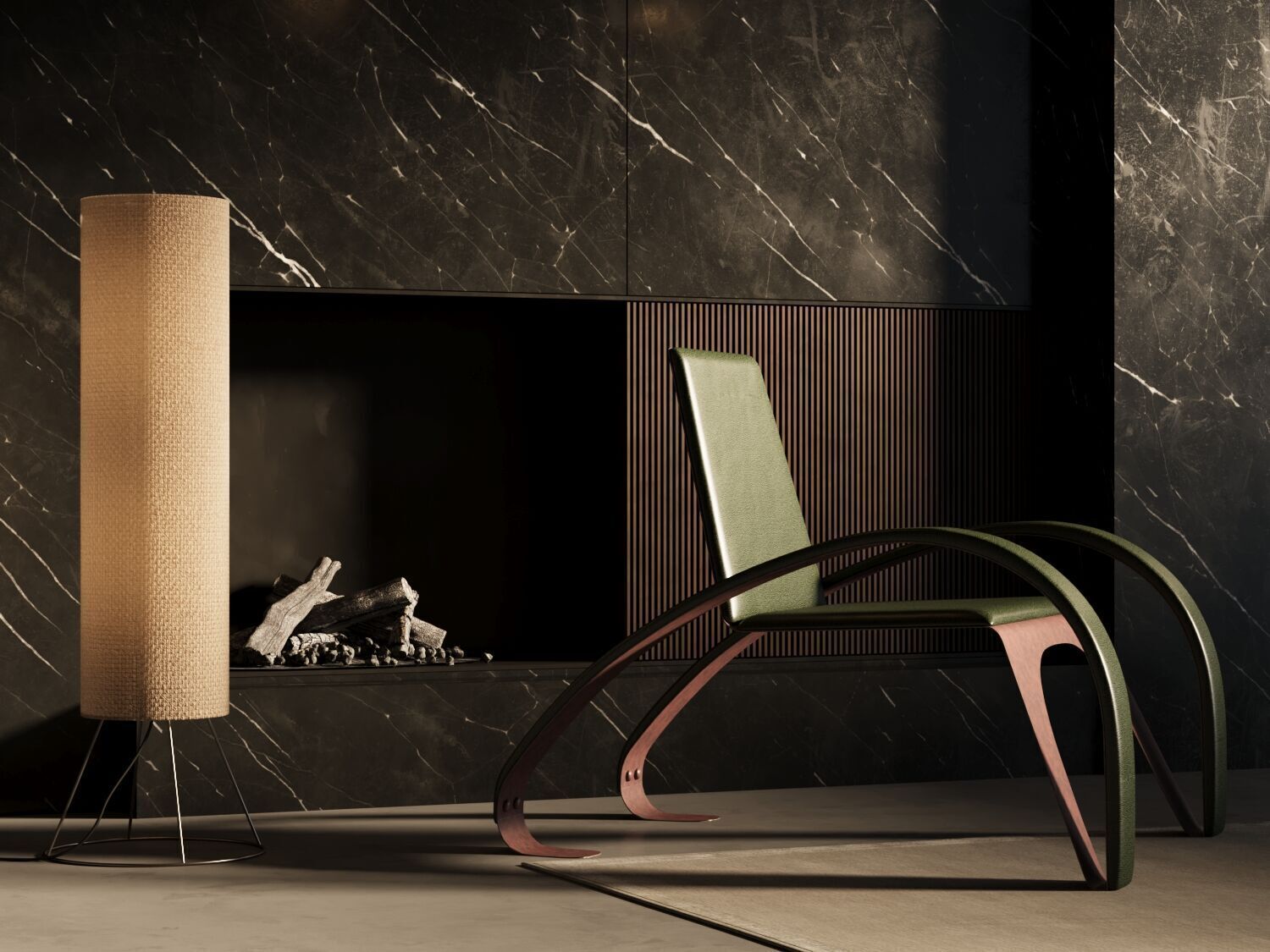 Chair and Floor Lamp 3D model_1