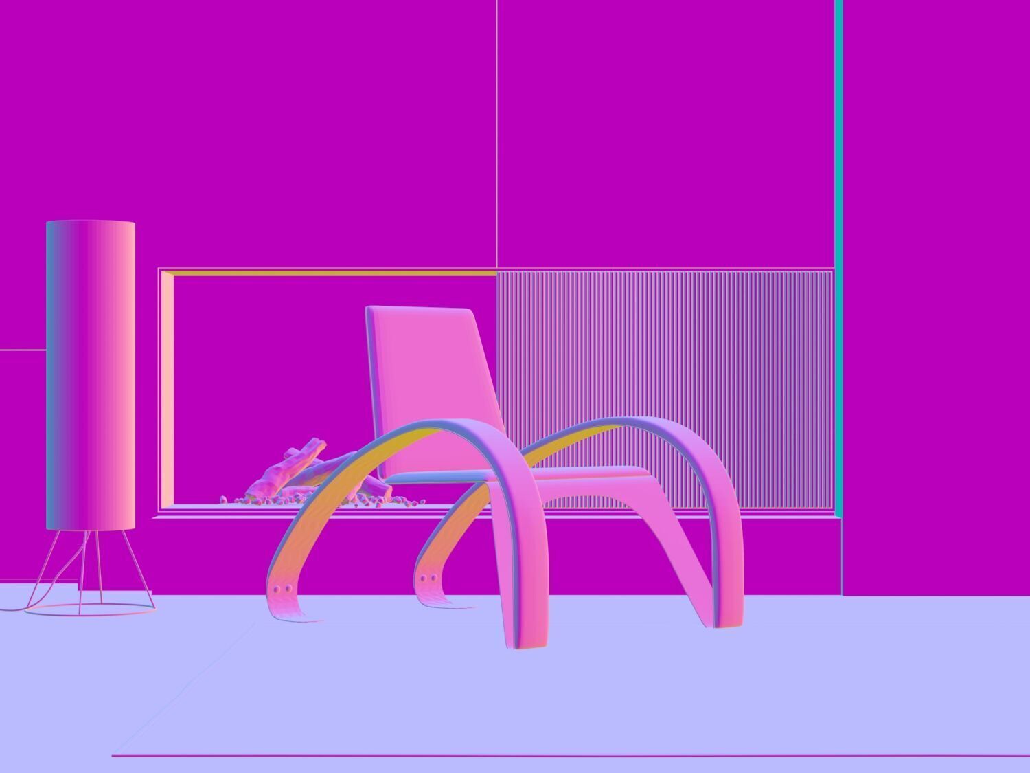 Chair and Floor Lamp 3D model_4