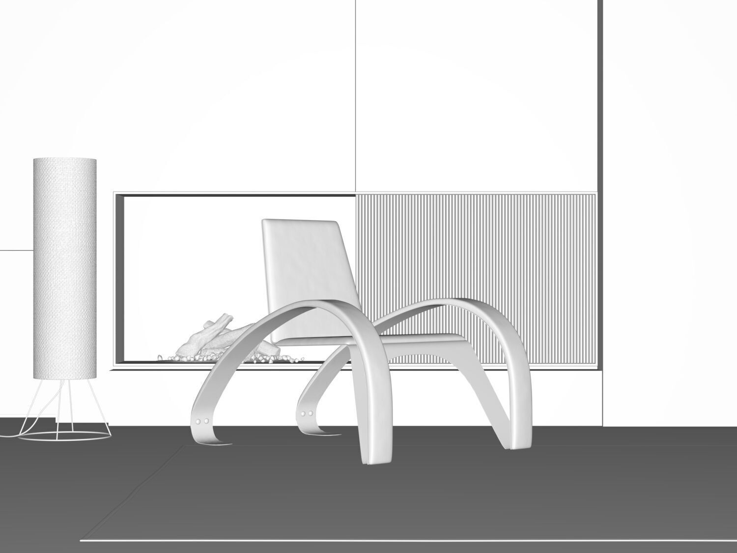 Chair and Floor Lamp 3D model_2