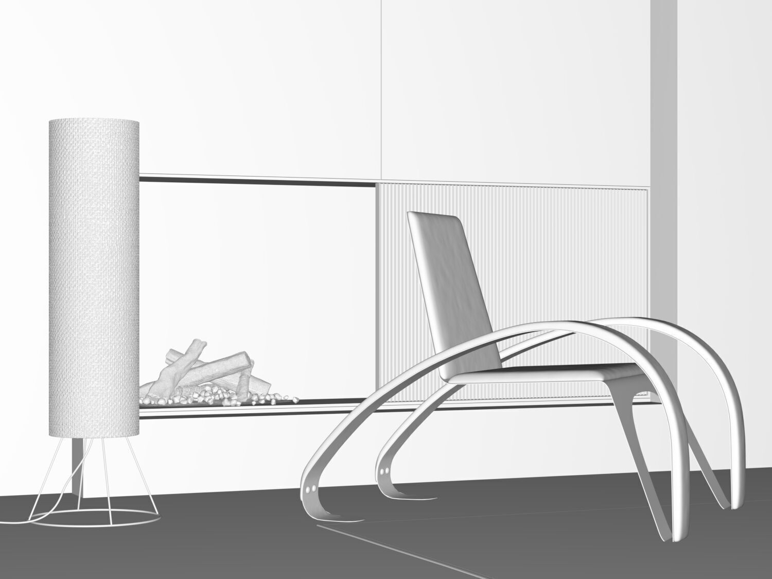 Chair and Floor Lamp 3D model_3