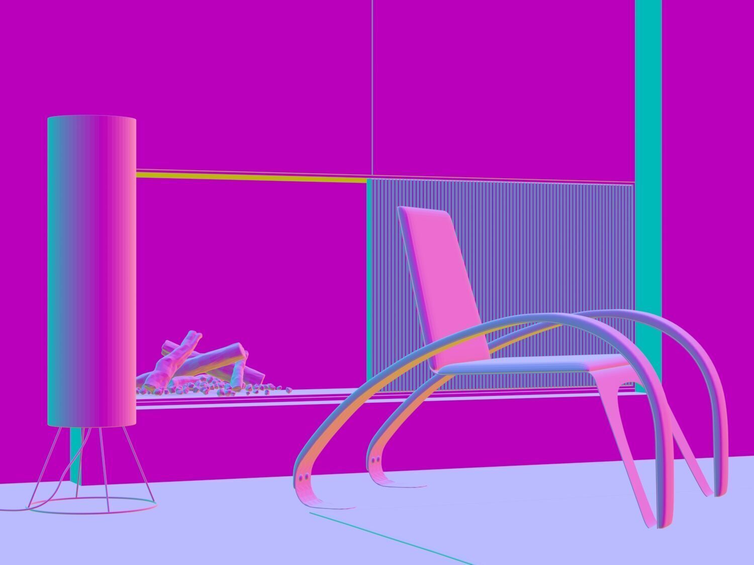 Chair and Floor Lamp 3D model_6