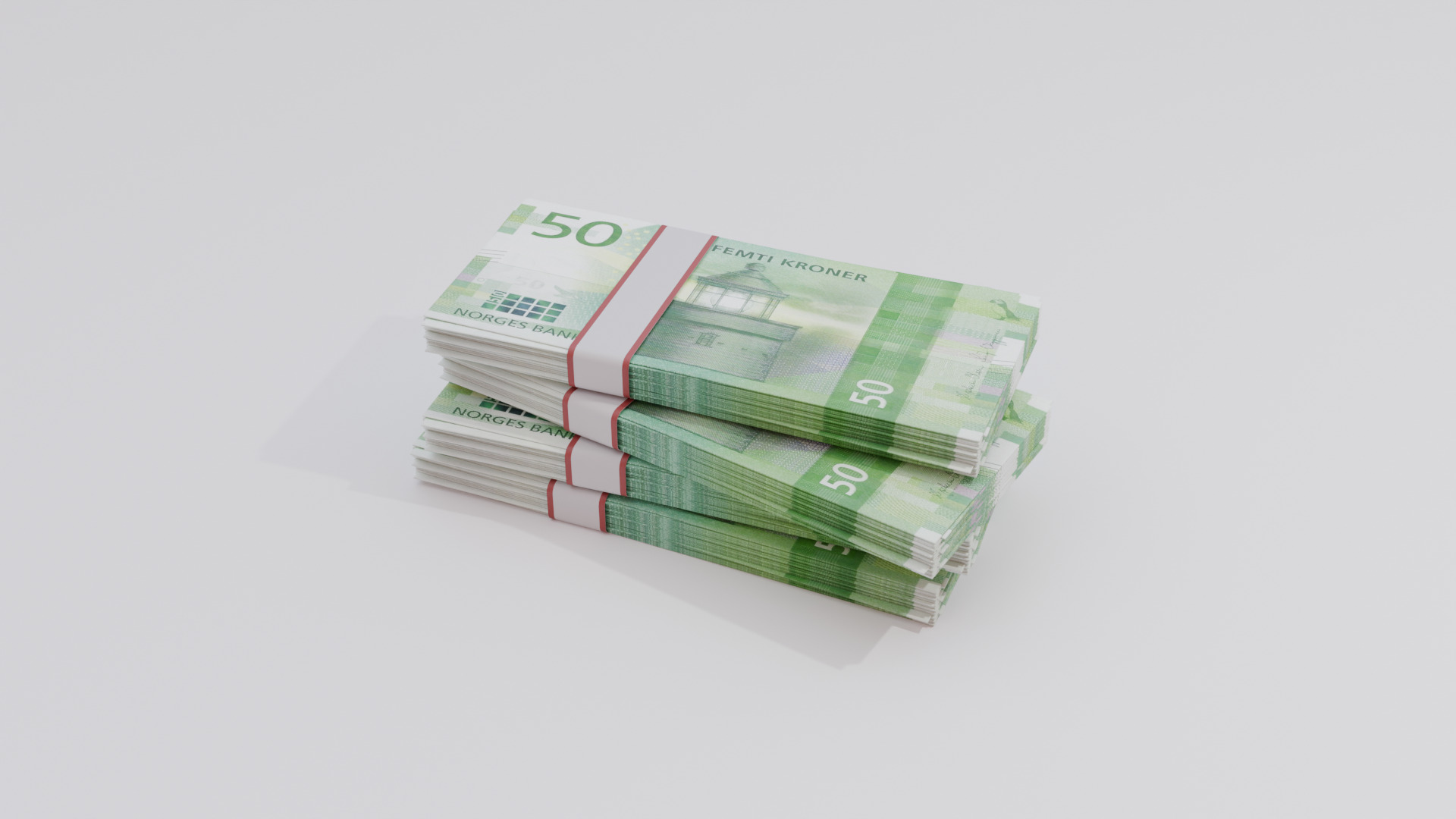 50 Norwegian Krone Currency Low-poly 3D model_1