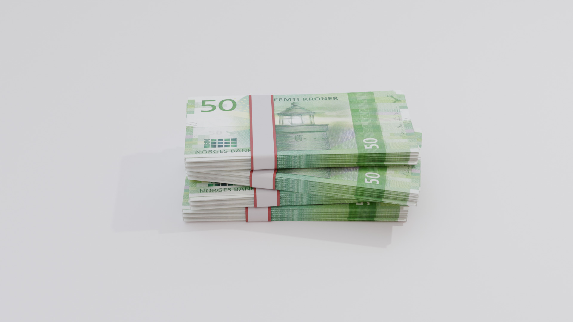 50 Norwegian Krone Currency Low-poly 3D model_3