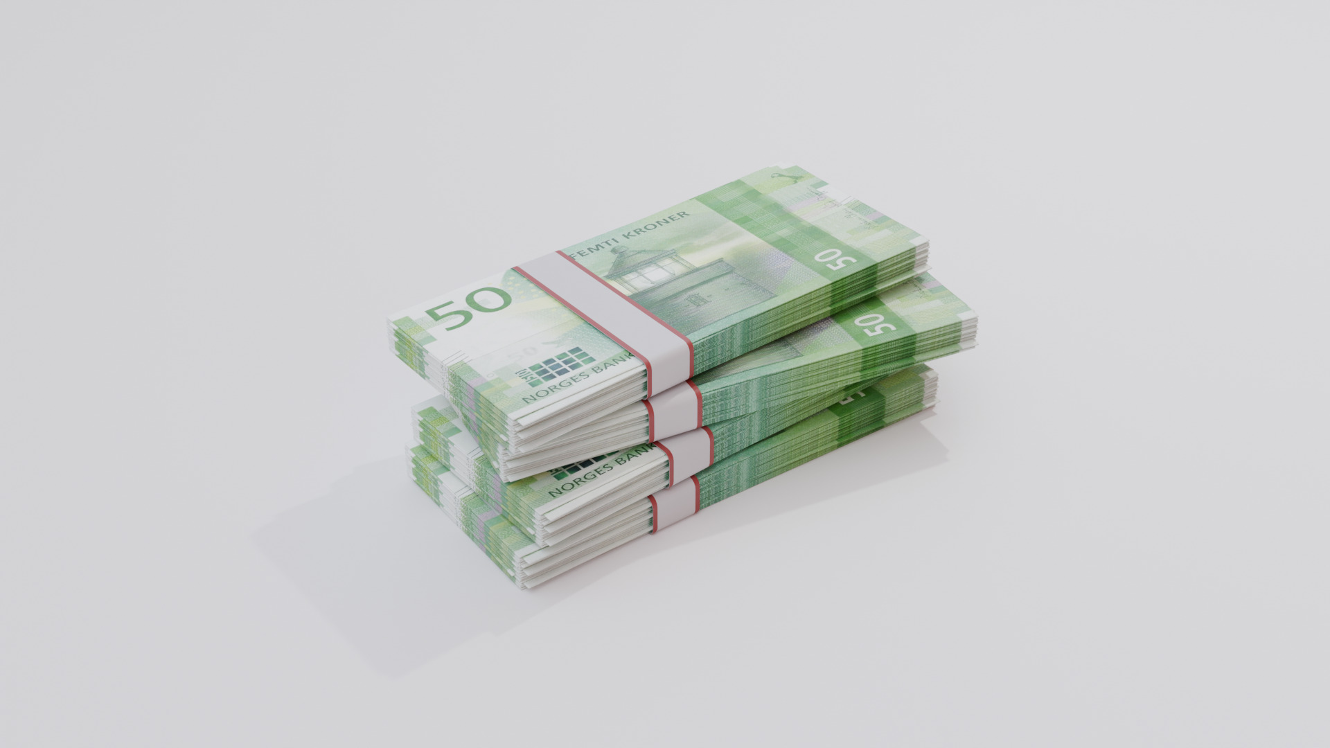 50 Norwegian Krone Currency Low-poly 3D model_2