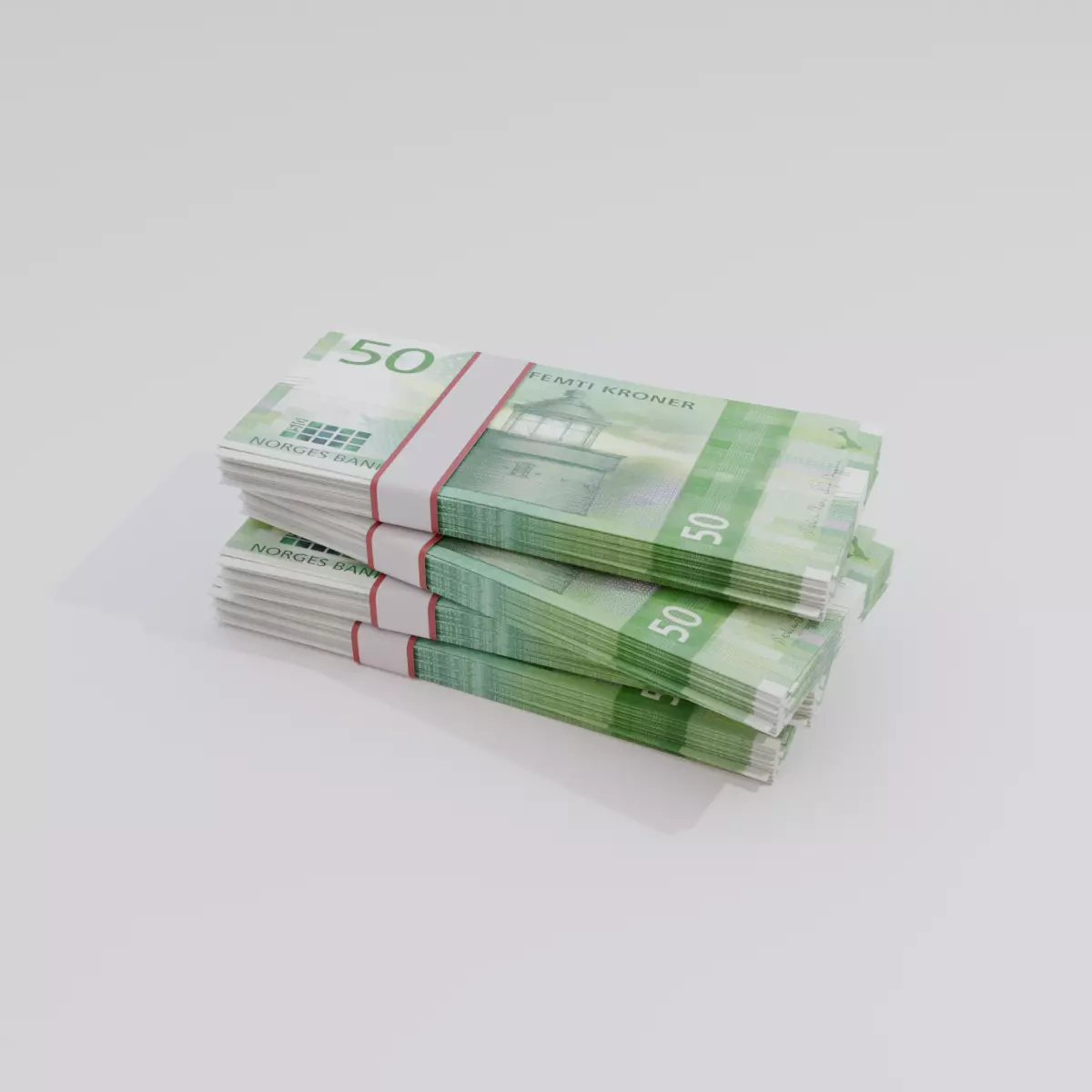 50 Norwegian Krone Currency Low-poly 3D model_0