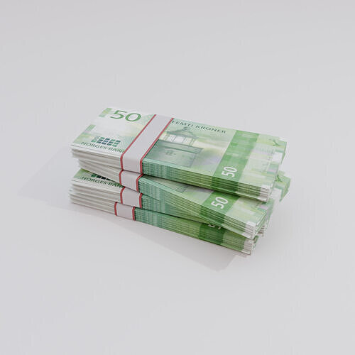 50 Norwegian Krone Currency Low-poly 3D model