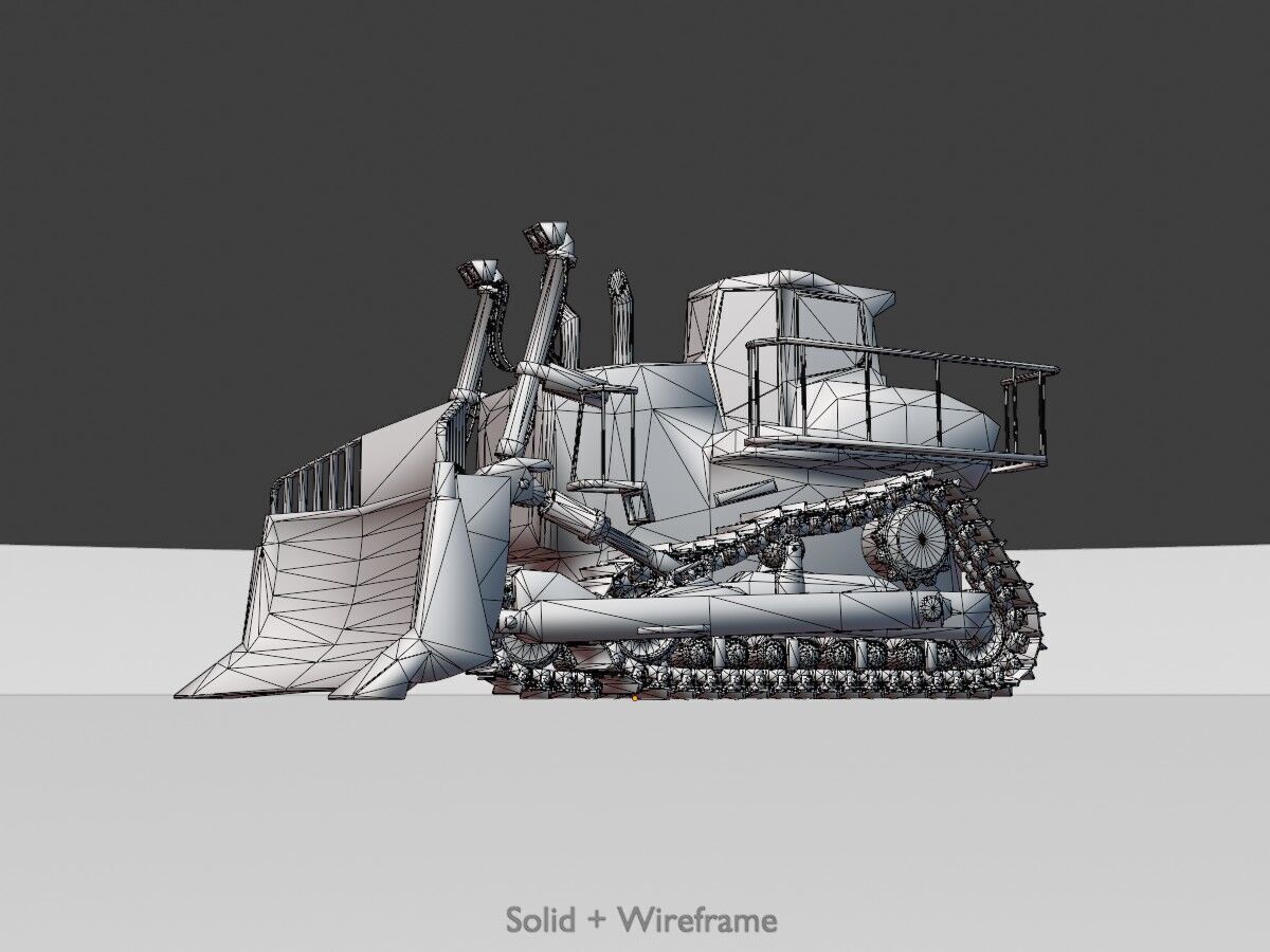 Hydraulic bulldozer tracked construction site vehicle rusty Low-poly 3D model_10