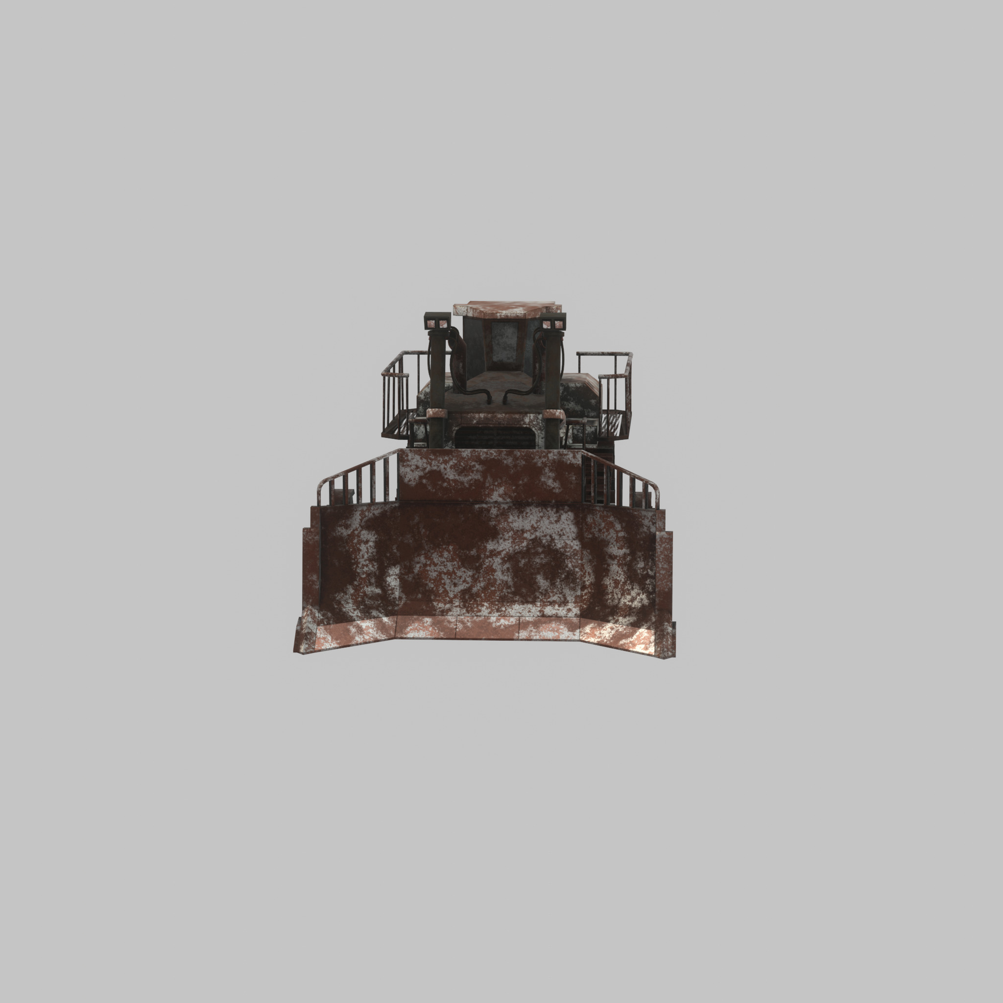 Hydraulic bulldozer tracked construction site vehicle rusty Low-poly 3D model_27