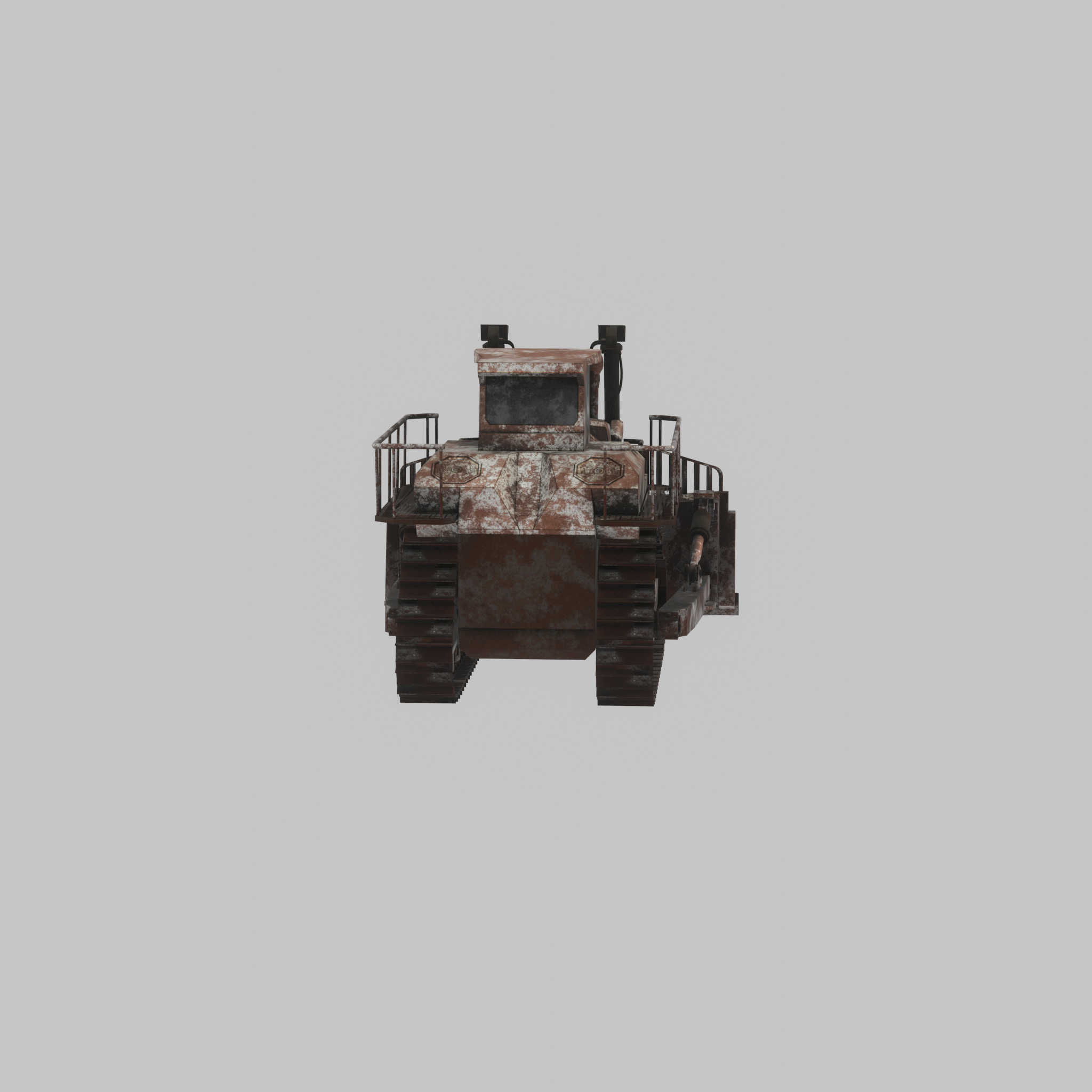 Hydraulic bulldozer tracked construction site vehicle rusty Low-poly 3D model_31