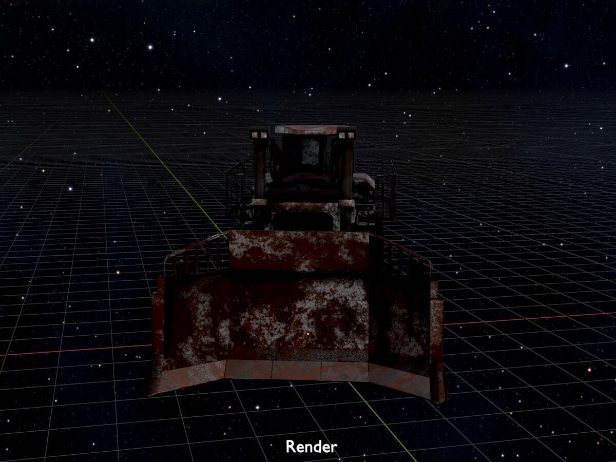 Hydraulic bulldozer tracked construction site vehicle rusty Low-poly 3D model_18