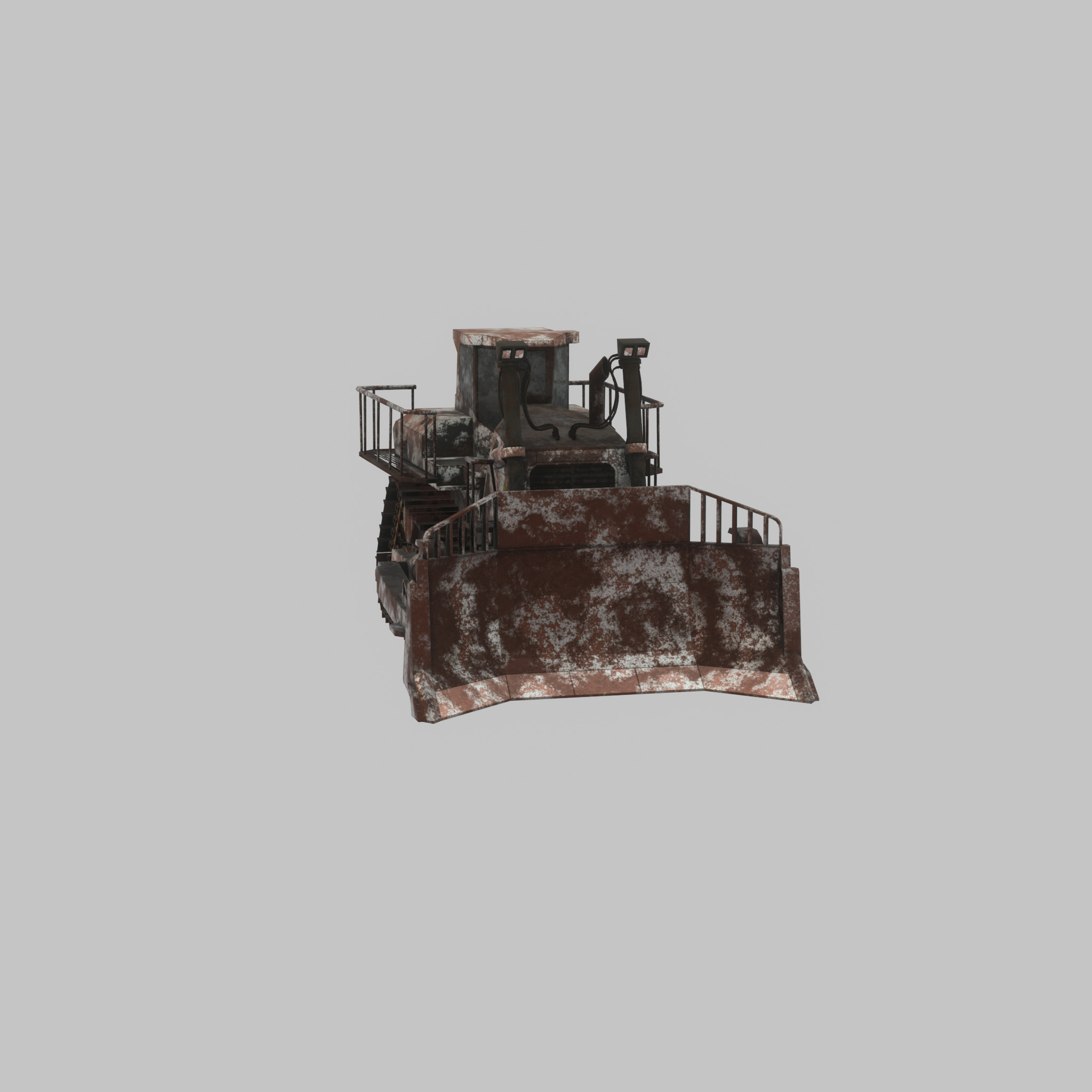Hydraulic bulldozer tracked construction site vehicle rusty Low-poly 3D model_25