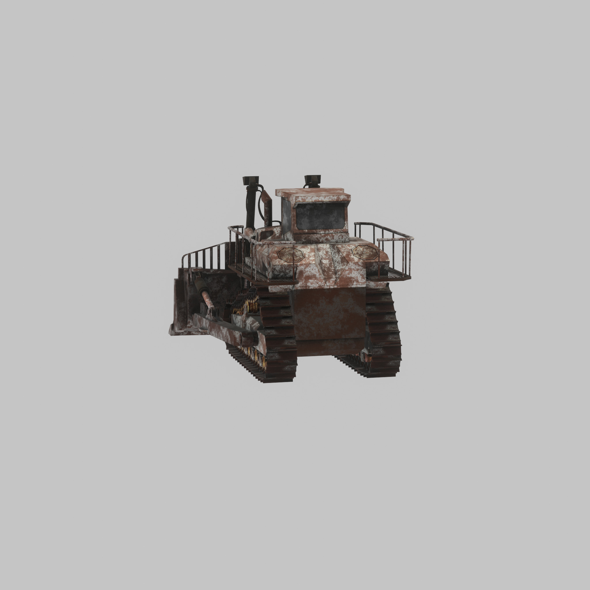 Hydraulic bulldozer tracked construction site vehicle rusty Low-poly 3D model_43