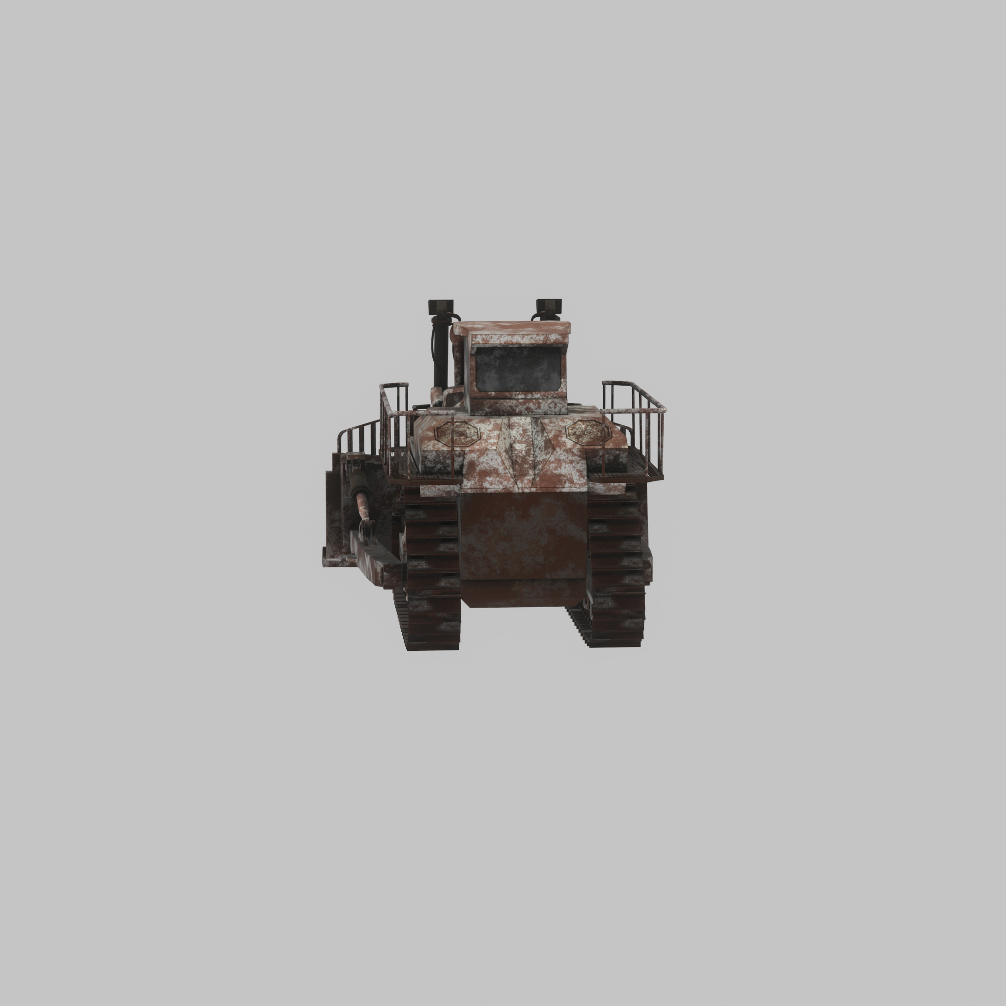 Hydraulic bulldozer tracked construction site vehicle rusty Low-poly 3D model_34