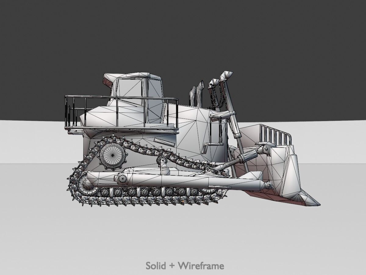 Hydraulic bulldozer tracked construction site vehicle rusty Low-poly 3D model_12