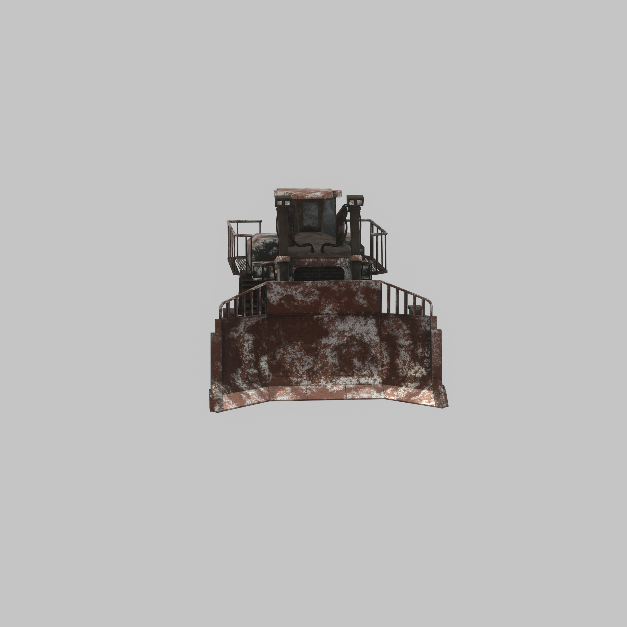 Hydraulic bulldozer tracked construction site vehicle rusty Low-poly 3D model_29