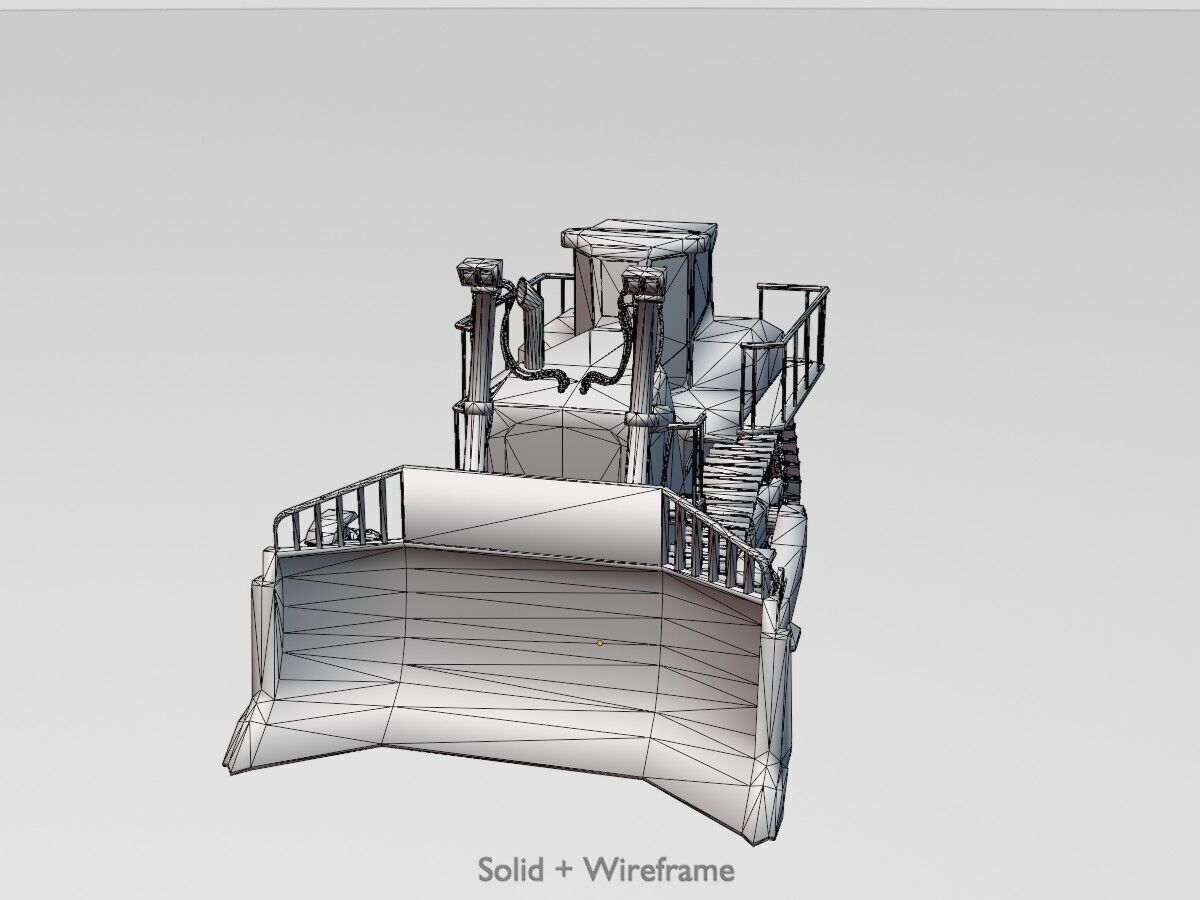 Hydraulic bulldozer tracked construction site vehicle rusty Low-poly 3D model_13