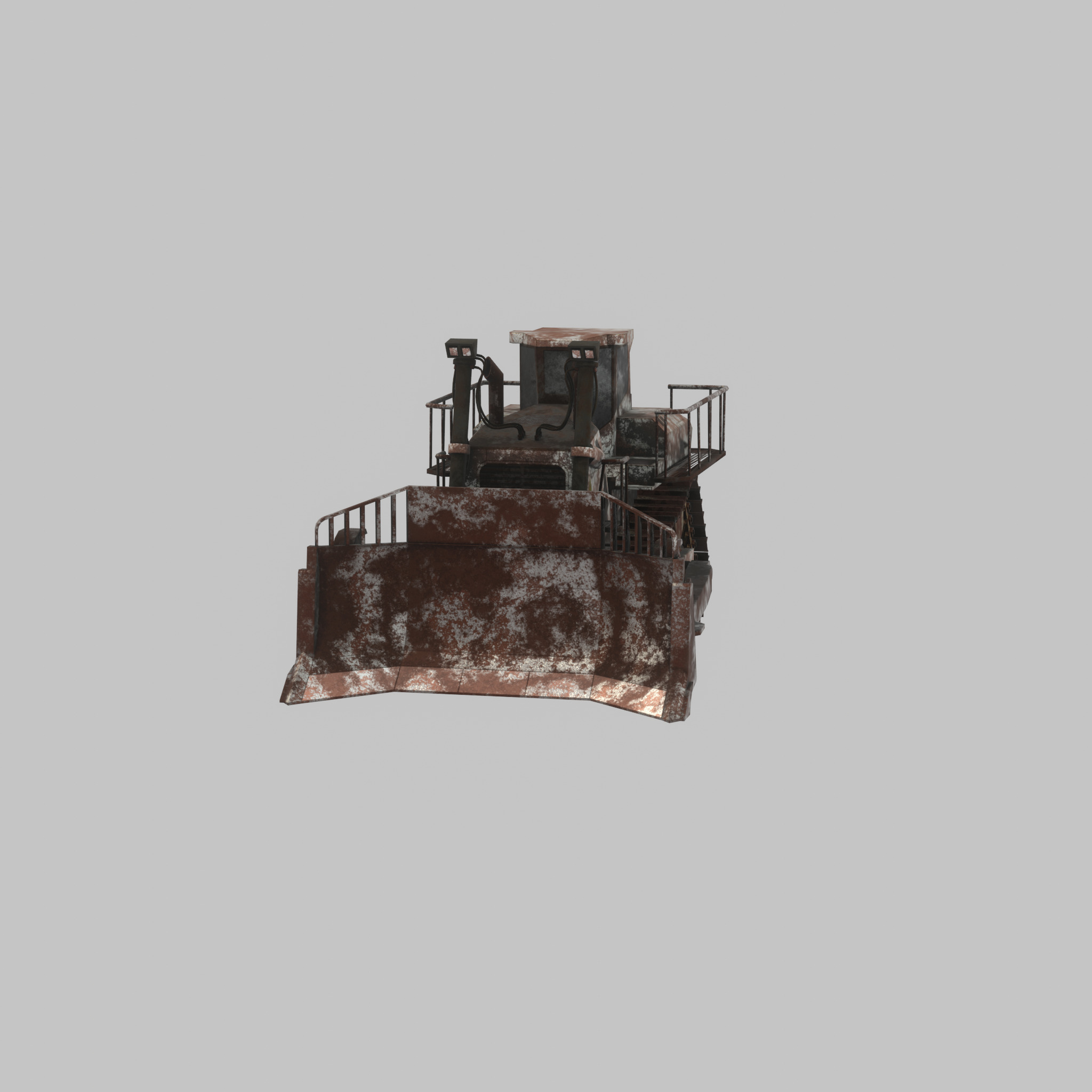 Hydraulic bulldozer tracked construction site vehicle rusty Low-poly 3D model_23