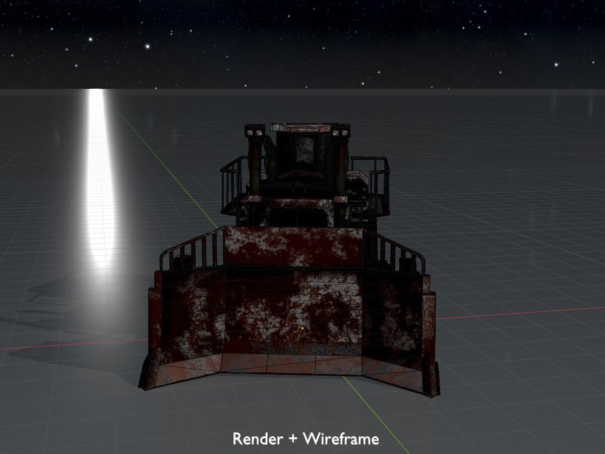 Hydraulic bulldozer tracked construction site vehicle rusty Low-poly 3D model_9