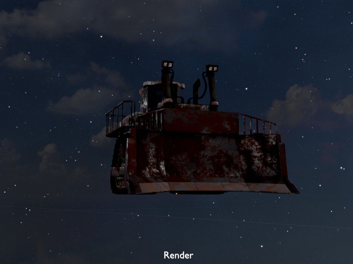 Hydraulic bulldozer tracked construction site vehicle rusty Low-poly 3D model_21