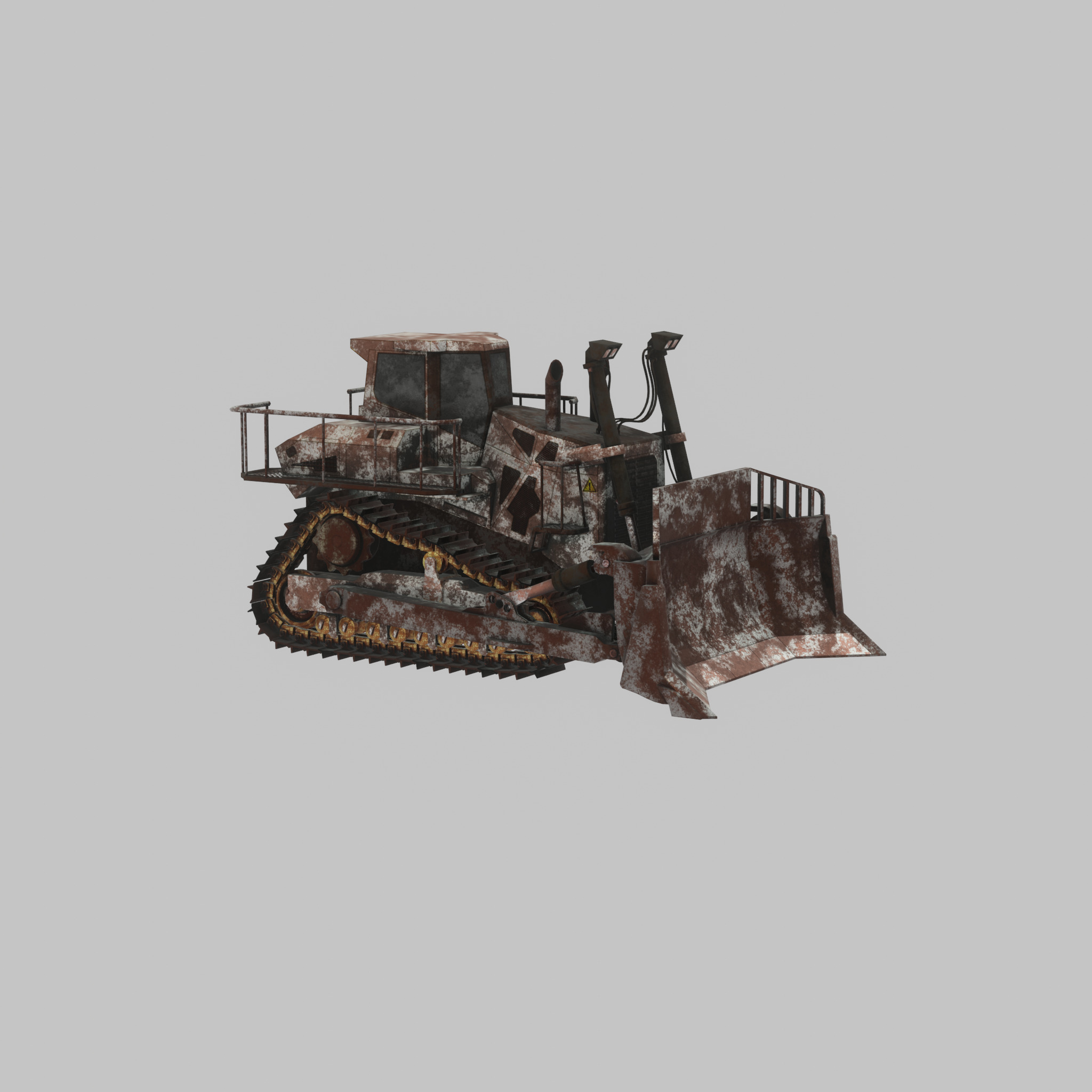 Hydraulic bulldozer tracked construction site vehicle rusty Low-poly 3D model_59