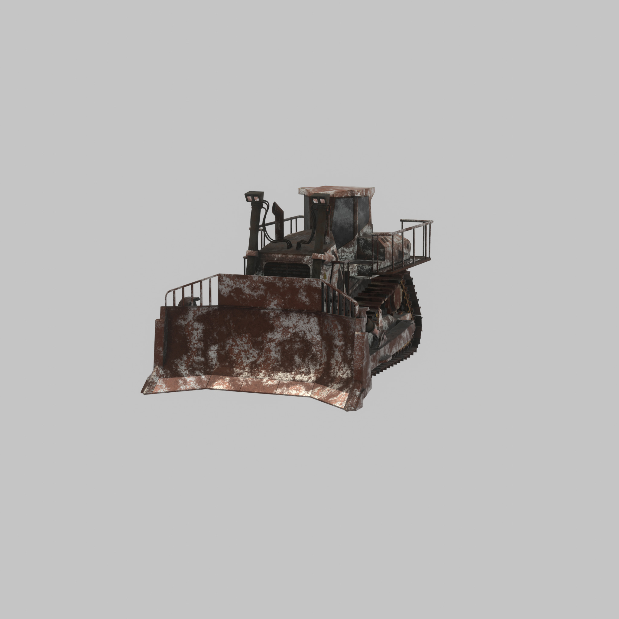 Hydraulic bulldozer tracked construction site vehicle rusty Low-poly 3D model_37