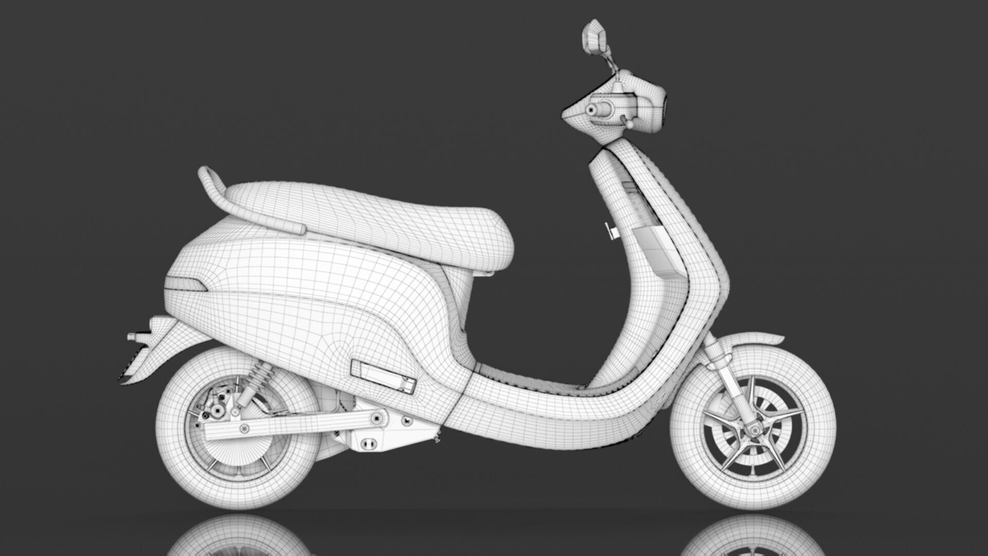 S1 Pro 3rd Gen High Speed Electric Scooter with charger Low-poly 3D model_17