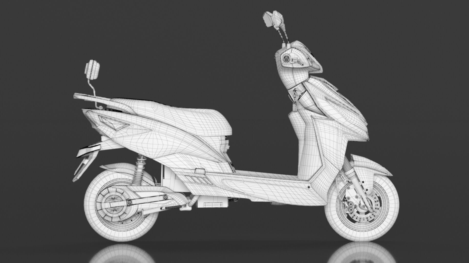 JOY E-BIKE Wolf High-Speed Electric Scooter Low-poly 3D model_22
