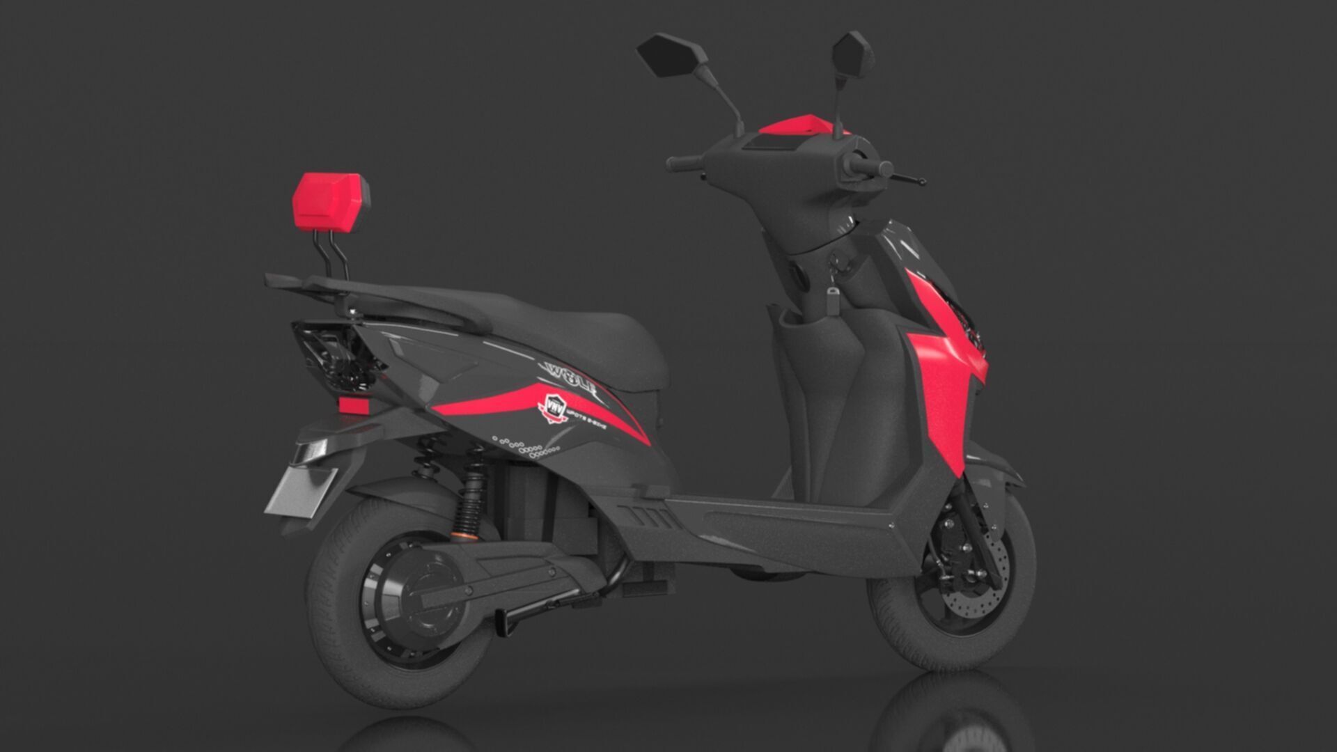 JOY E-BIKE Wolf High-Speed Electric Scooter Low-poly 3D model_7