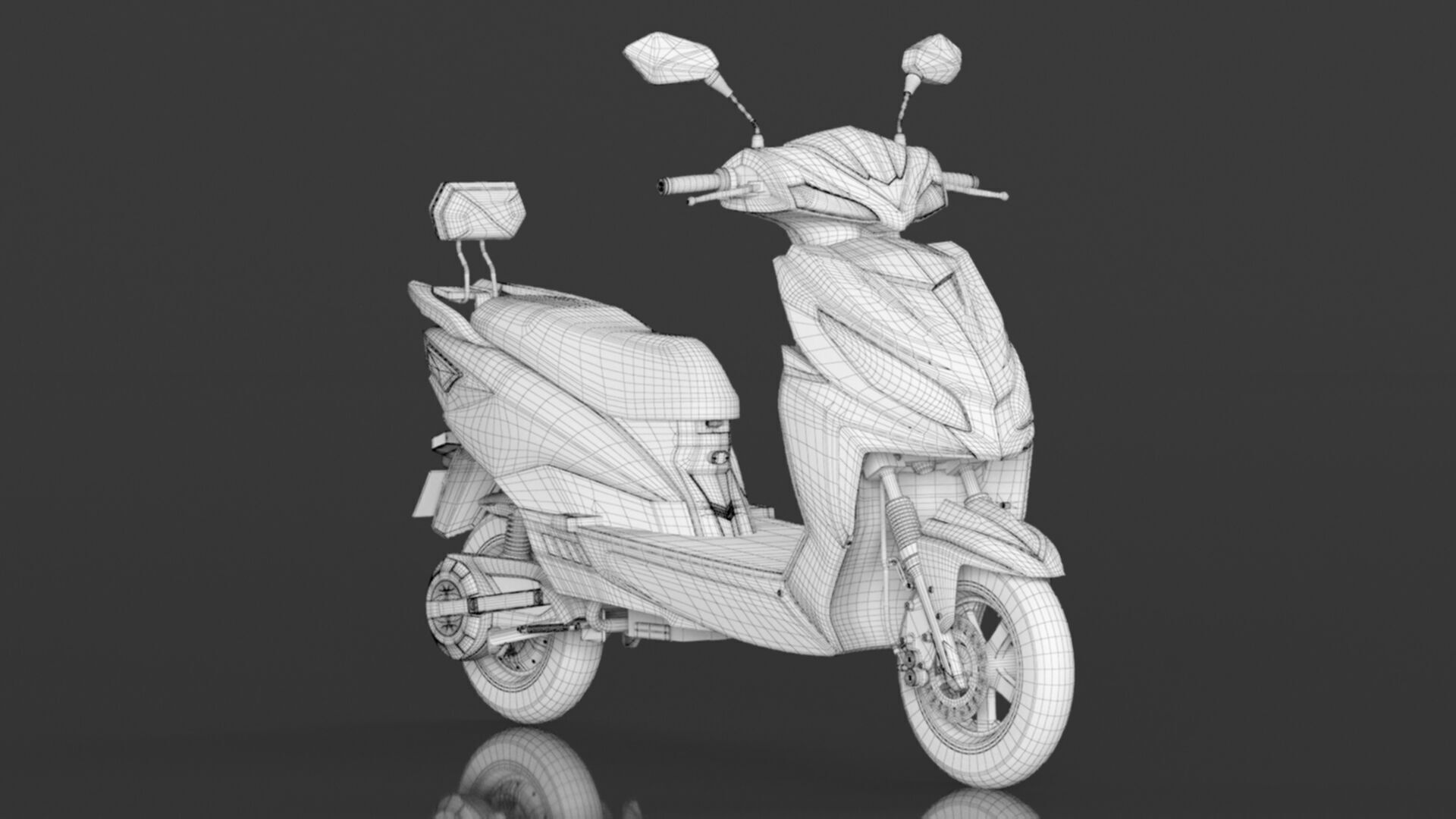 JOY E-BIKE Wolf High-Speed Electric Scooter Low-poly 3D model_20