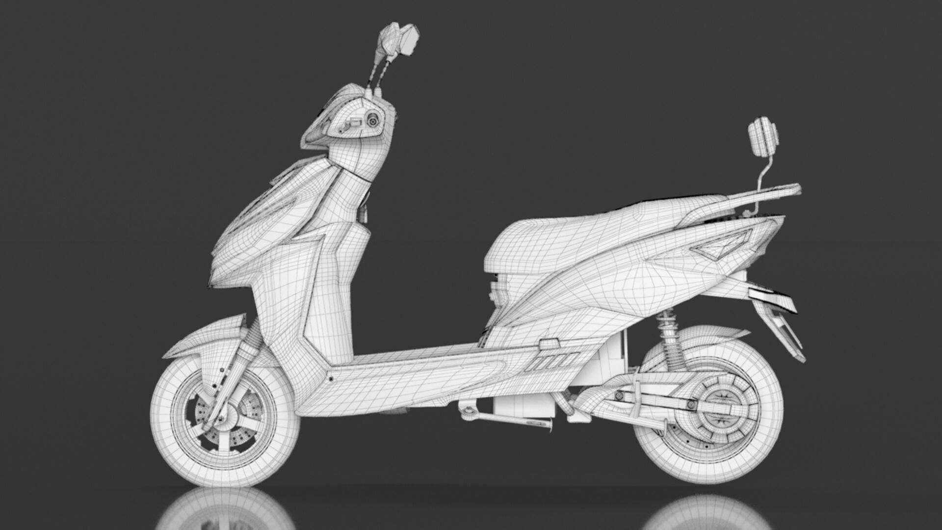 JOY E-BIKE Wolf High-Speed Electric Scooter Low-poly 3D model_27