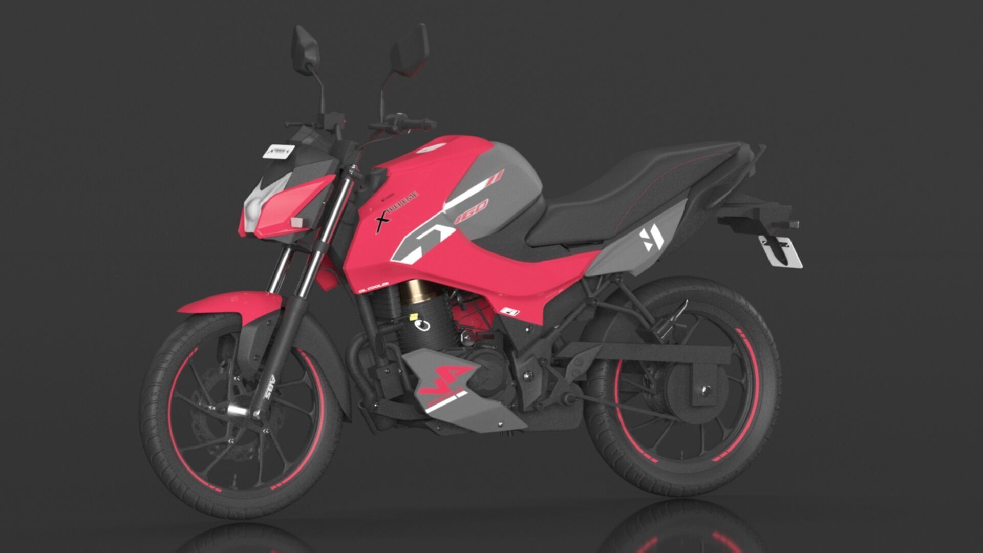 Hero Xtreme 160R 4V Double Disc Bike Cast Pearl Red Low-poly 3D model_5