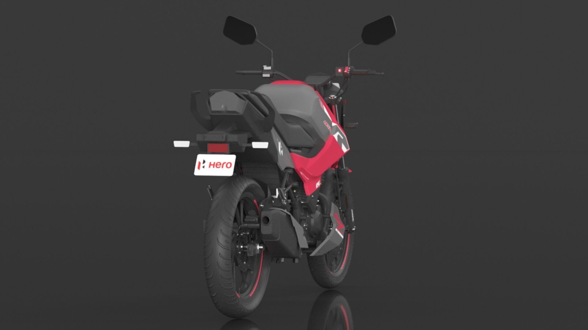 Hero Xtreme 160R 4V Double Disc Bike Cast Pearl Red Low-poly 3D model_9