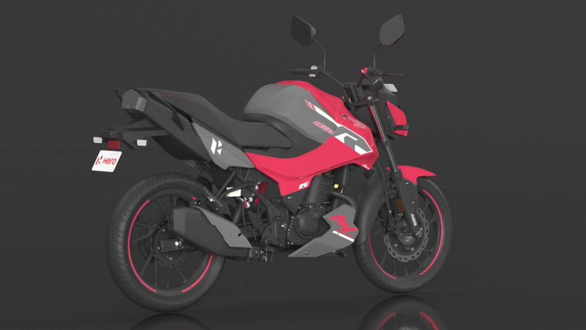 Hero Xtreme 160R 4V Double Disc Bike Cast Pearl Red Low-poly 3D model_10